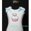 Patriotic Print Apple White Tank Top with Light Blue Ribbon and Ruffles TW48 