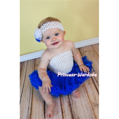 White Crochet Tube Top with Royal Blue Baby Pettiskirt CT99 