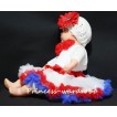 White Baby Pettitop & Red Rosettes with Red White Blue Pettiskirt NG07 