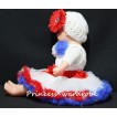 White Baby Pettitop & Red White Blue Rosettes with Red White Blue Pettiskirt NG128 