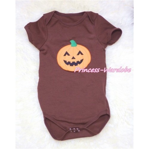 Brown Baby Jumpsuit with Pumpkin Print TH130 