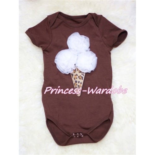 Brown Baby Jumpsuit with White Leopard Ice Cream TH143 