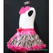 White Tank Tops with Hot Pink Rosettes & Hot Pink Leopard Print Pettiskirt M110 