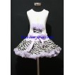Lavender Zebra Pettiskirt With White Tank Top with Lavender Rosettes Zebra Birthday Cake & Zebra Ruffles& Lavender Bow MD03 