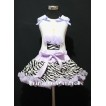 Lavender Zebra Pettiskirt With White Tank Top with Lavender Rosettes Zebra Birthday Cake & Zebra Ruffles& Lavender Bow MD03 