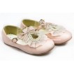 Light Pink Pearl Ruffles Bow Flower Round Toe Flat Shoes E66-146Pink 
