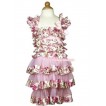 Light Pink Rose Fusion Satin Ruffles Layer One Piece Dress With Cap Sleeve With Light Pink Bow RD026 
