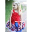 Red White Royal Blue Striped Stars Pettiskirt with Red Ruffles Tank Top MR230 