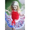 Red White Royal Blue Striped Pettiskirt with Red Ruffles Tank Top MR231 