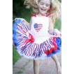White Tank Top with Patriotic American Heart Print with American Stars Ruffles & Red Bow & Red White Blue Striped Pettiskirt MG633 