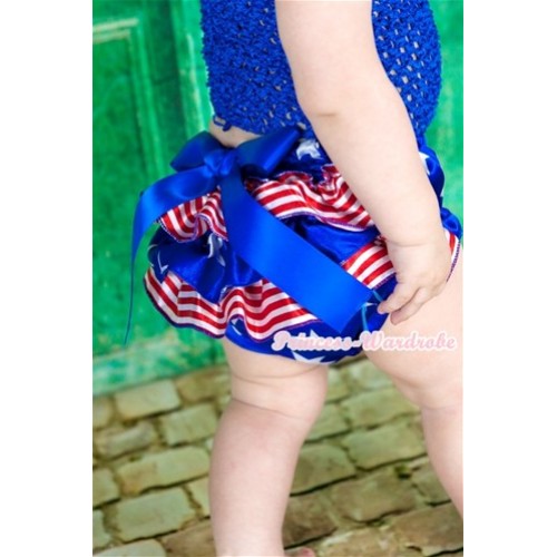 Royal Blue Crochet Tube Top,Royal Blue Big Bow Patriotic American Stars Red White Striped Satin Blommer 2pc Set CT572 