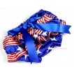 Patriotic American Stars Red White Striped Satin Layer Panties Bloomers With Royal Blue Big Bow BC135 