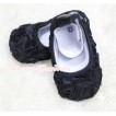 Baby Black Rosettes Crib Shoes S116 