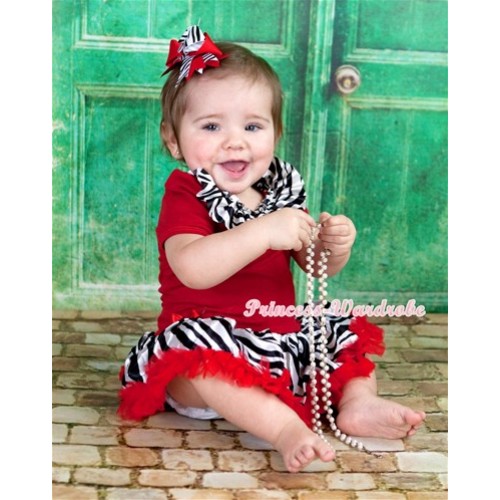Red Baby Jumpsuit Red Zebra Pettiskirt With Zebra Satin Lacing With Red Zebra Screwed Ribbon Bow JS1119 