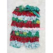 Red White Green Layer Chiffon Romper with Green  Bow LR93 