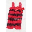 Xmas Red Black Layer Chiffon Romper with Red Bow & Red Straps LR80 
