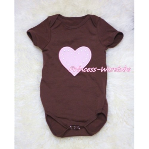 Brown Baby Jumpsuit with Light Pink Heart TH148 