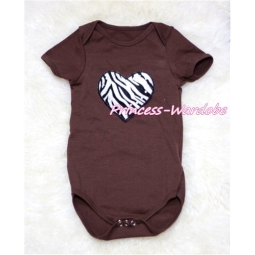 Brown Baby Jumpsuit with Zebra Heart Print TH151 