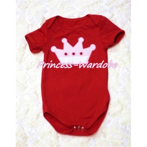 Hot Red Baby Jumpsuit with Crown Print TH160 
