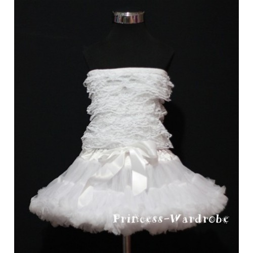 White Lace Tube Top with matching White Pettiskirt TE11 