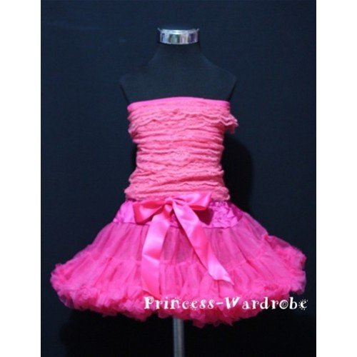 Hot Pink Lace Tube Top with matching Hot Pink Pettiskirt TE13 