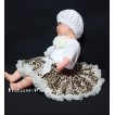 White Baby Pettitop & Cream White Rosettes with Cream White Leopard Baby Pettiskirt NG130 