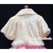 Cream White Soft Fur with Pearl Bead Shawl Coat SH20 