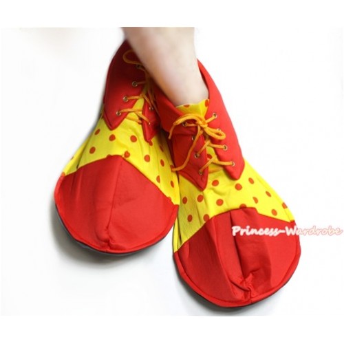 Halloween Party Yellow Hot Red Polka Dots Jumbo Clown Shoes Costumes C132 
