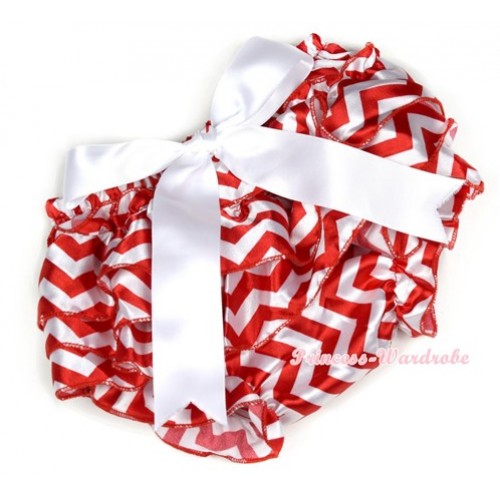 Xmas Hot Red White Wave Satin Layer Panties Bloomers With White Big Bow BC160 