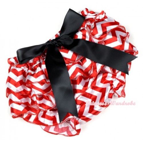 Xmas Hot Red White Wave Satin Layer Panties Bloomers With Black Big Bow BC161 