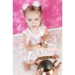 White Baby Pettitop & White Rainbow Dot Ruffles & Light Pink Bow with White Rainbow Dot Baby Pettiskirt NG811 