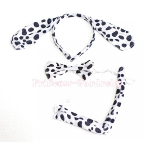 Polka Dot Print Dog Headband Tie Tail Set PC010 