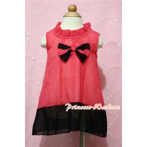 Hot Pink Black Mixed with Bow Party Dress PD003 
