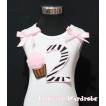 2nd Birthday White Tank Top with Light Pink Zebra Print number and Light Pink Rosettes Cupcake with Light Pink Ribbon and Zebra ruffles TM78 