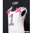 1st Birthday White Tank Top with Hot Pink Zebra Print number with Hot Pink Ribbon and Zebra ruffles TM82 