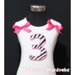 3rd Birthday White Tank Top with Hot Pink Zebra Print number with Hot Pink Ribbon and Zebra ruffles TM86 