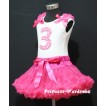 White Tank Top & 3rd Birthday Hot Pink White Polka Dots Print number & Hot Pink Ruffles & Hot Pink Ribbon with Hot Pink Pettiskirt MM30 