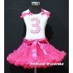 White Tank Top & 3rd Birthday Hot Pink White Polka Dots Print number & Hot Pink Ruffles & Hot Pink Ribbon with Hot Pink Pettiskirt MM30 
