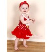 Minnie Polka Dots Baby Halter Jumpsuit Red Pettiskirt With White Rosettes Ice Cream Print With Red Headband Red White Polka Dots Ribbon Bow JS1220 