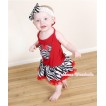 Hot Red Baby Halter Jumpsuit Red Zebra Pettiskirt With Zebra Minnie Print With White Headband Zebra Satin Bow JS1222 