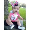1st Birthday White Tank Top with Hot Pink Zebra Print number and Hot Pink Rosettes Cupcake and Hot Pink Ribbon, Zebra Ruffles TM88 