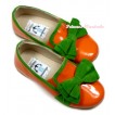 Bright Orange Kelly Green Bow Patent Leather Slip On Deck Boat Girl Shoes SE020 