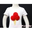 Red Ice Cream White Short Sleeves Top T70 