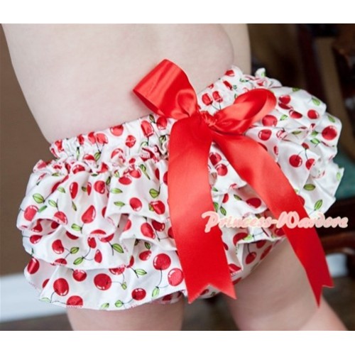 White Cherry Layer Panties Bloomers with Cute Big Bow BC114 