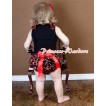 Black Baby Pettitop & Black Cherry Ruffles & Hot Red Bows with Red Bow Black Cherry Satin Bloomer LD214 
