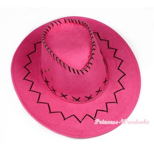 Hot Pink Leather Western Cowboy Wide Brim Hat H728 