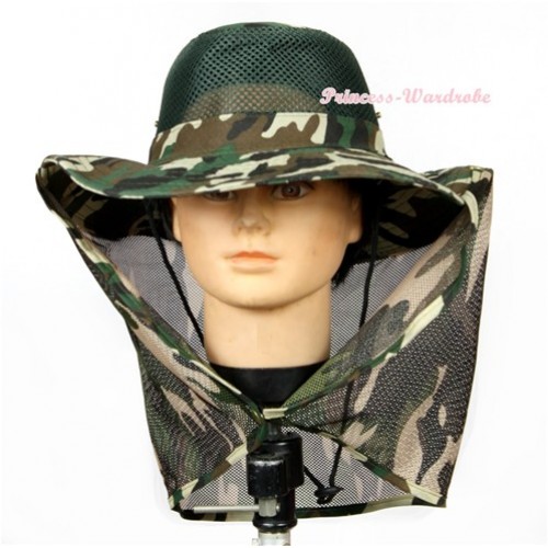 Camouflage Hiking Army Safari Neck Cover Sun Wide Brim Bucket Hat H730 