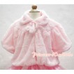 Light Pink Soft Fur with Pearl Bead Shawl Coat SH21 