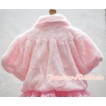 Light Pink Soft Fur with Pearl Bead Shawl Coat SH21 