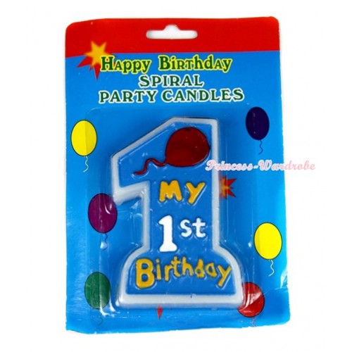 1 ST Birthday Number Light Blue Party Decoration Candles C143 